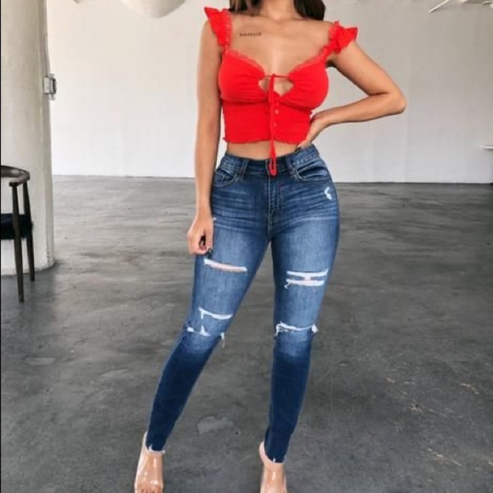 Ootdfash bella Super High Rise Skinny Ankle Jeans